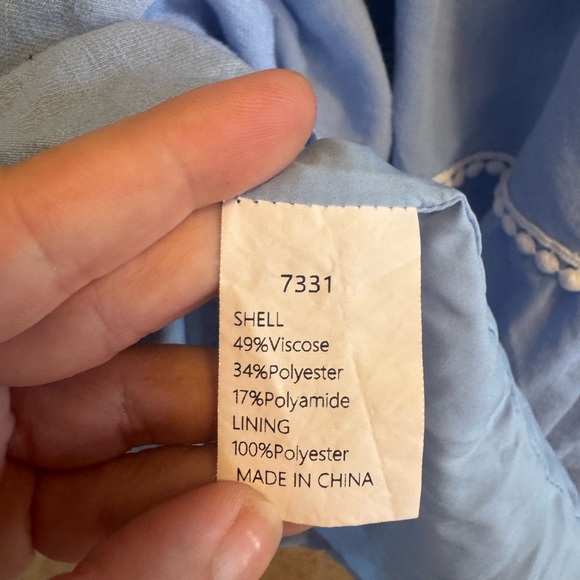 Blue Tiered Maxi Shirt Dress with Tie Waist - Picture 5 of 5